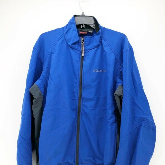 Marmot Mens Track Jacket Blue Black Mock Neck Sz L - Picture 2 of 8